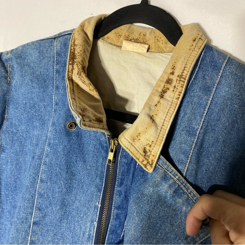 Vintage 80s Blue Jean Oversized Denim Jacket M Dadcore Streetwear Festival Retro - Picture 12 of 15